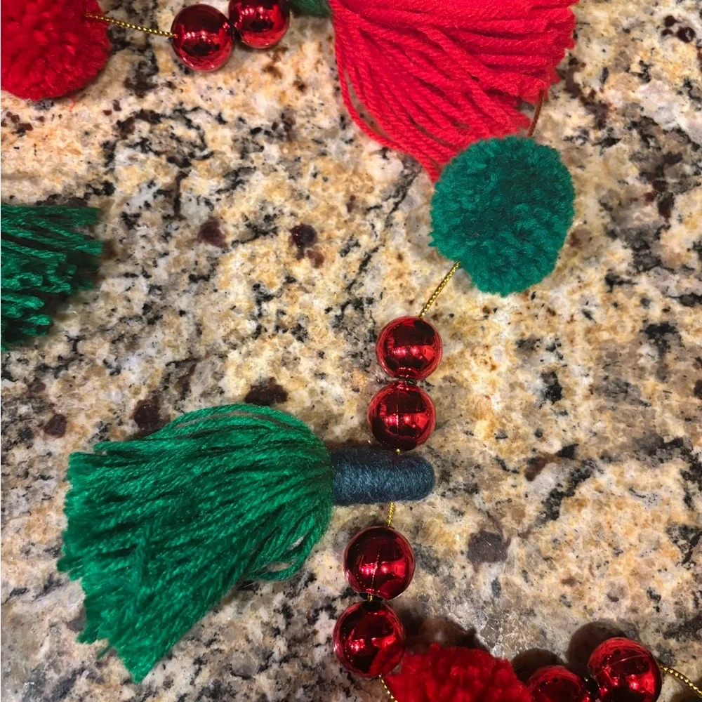 VINTAGE Red and Green Tassel Garland